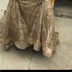 Elegant Gold Embellished Prom Dress